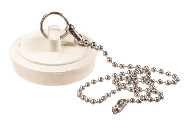 Plumb Pak, 1-3/4" PP820-7 Drain Stopper 1 3/4-Inch Diameter with Chain, White - Image 1